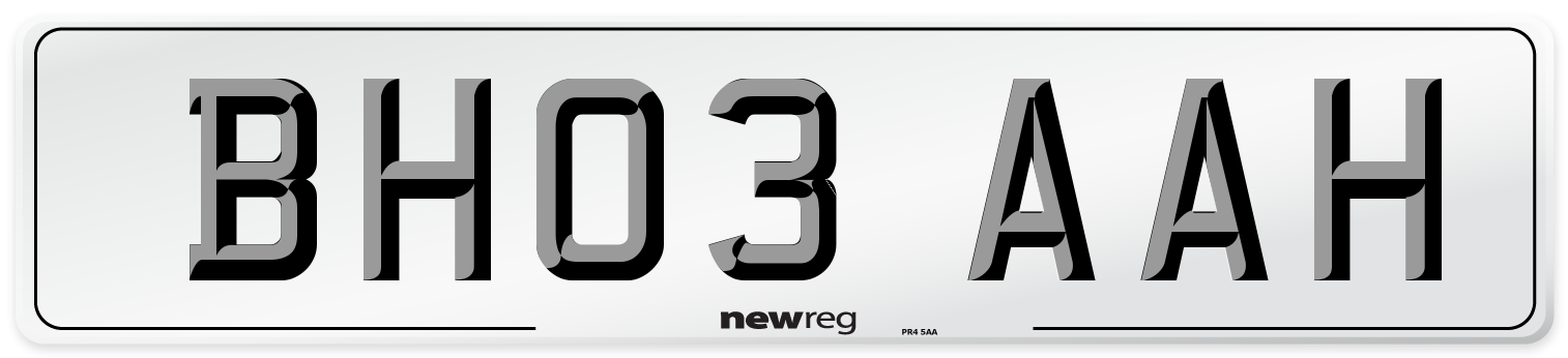 BH03 AAH Number Plate from New Reg